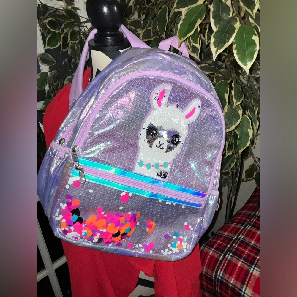 Justice No Drama Llama Sequin Shaky Backpack NWOT